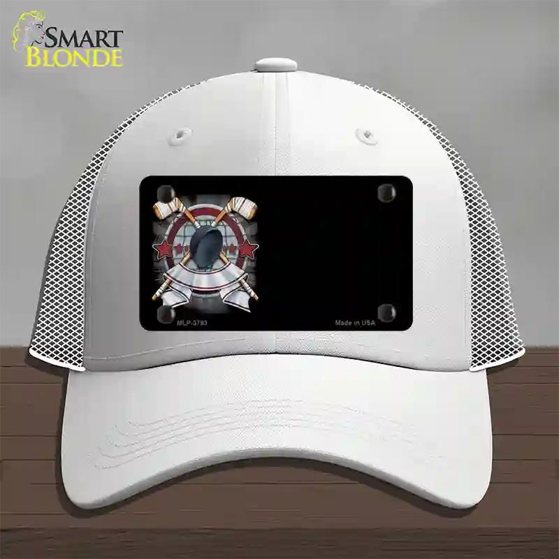 Hockey Banner Offset Novelty License Plate Hat Mesh / White