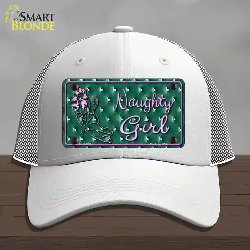 Naughty Girl Novelty License Plate Hat Mesh / White