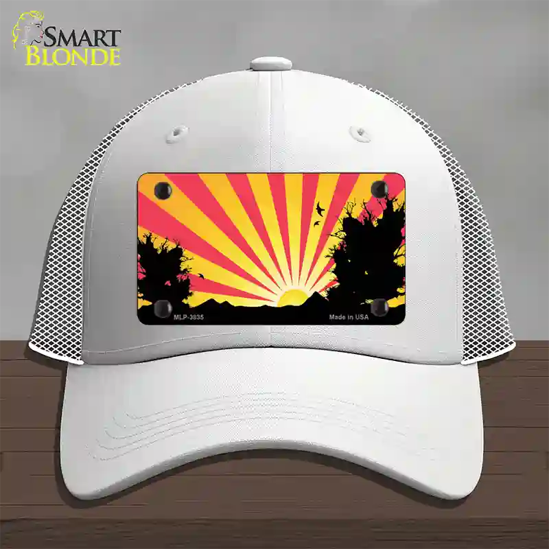 Southwest Red Sunset Novelty License Plate Hat Mesh / White