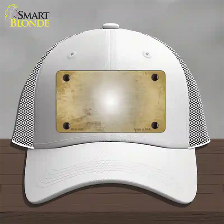 Gold White Fade Scratched Novelty License Plate Hat Mesh / White