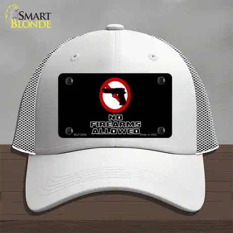 No Firearms Allowed Novelty License Plate Hat Mesh / White