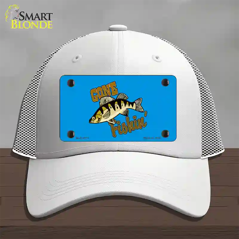 Gone Fishin Novelty License Plate Hat Mesh / White