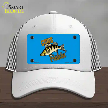 Gone Fishin Novelty License Plate Hat Mesh / White