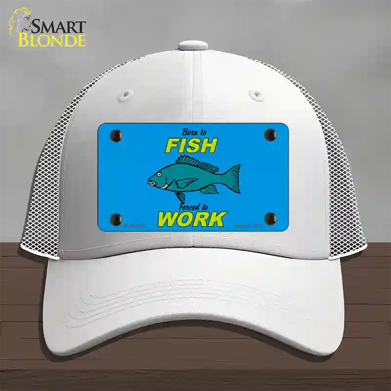 Born To Fish Novelty License Plate Hat Mesh / White