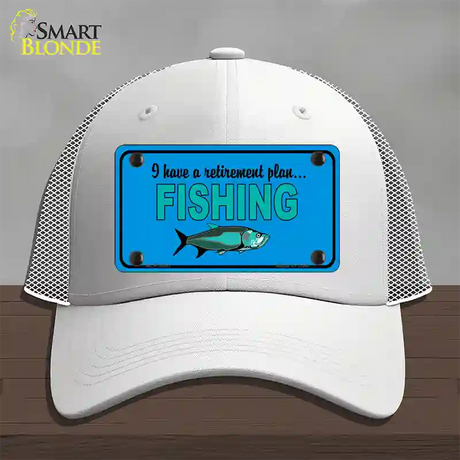 Retirement Plan Fishing Novelty License Plate Hat Mesh / White