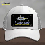 A Bad Day Fishing Novelty License Plate Hat Mesh / White