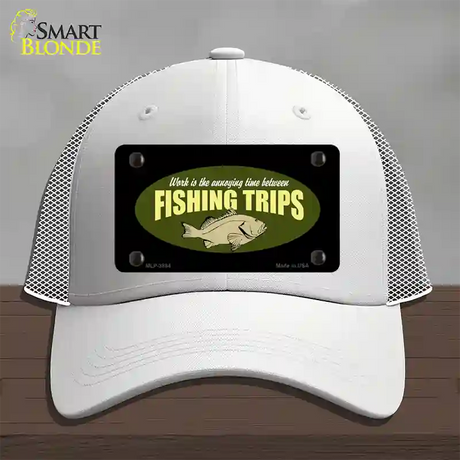 Fishing Trips Novelty License Plate Hat Mesh / White