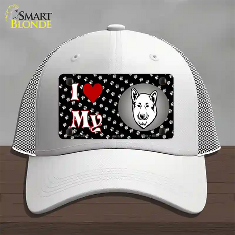 I Love My Akita Novelty License Plate Hat Mesh / White