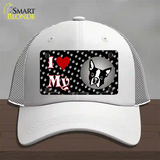 I Love My Boston Terrier Novelty License Plate Hat Mesh / White