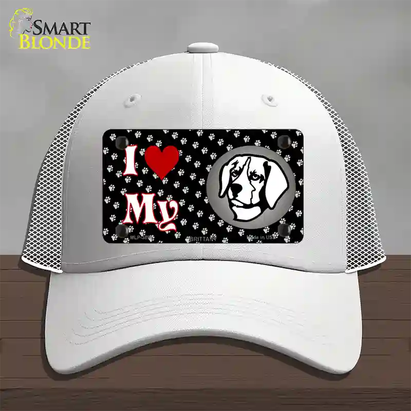 I Love My Brittany Novelty License Plate Hat Mesh / White