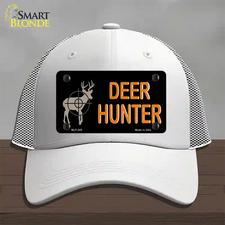 Deer Hunter Novelty License Plate Hat Mesh / White