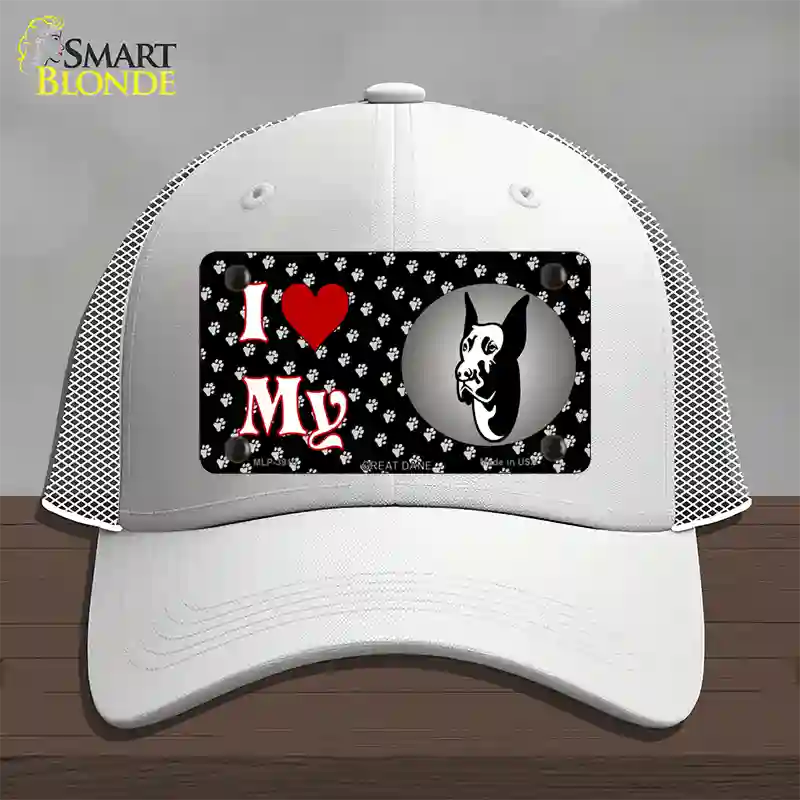 I Love My Great Dane Novelty License Plate Hat Mesh / White