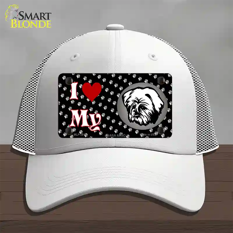 I Love My Lhasa Apso Novelty License Plate Hat Mesh / White