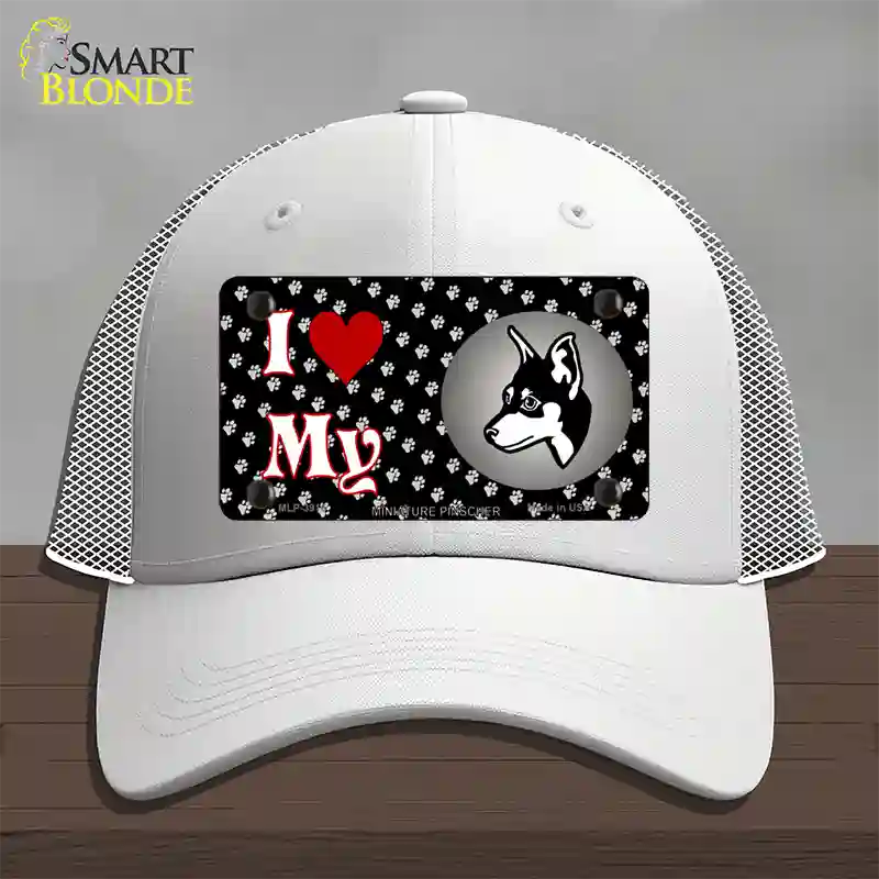 I Love My Miniature Pinscher Novelty License Plate Hat Mesh / White