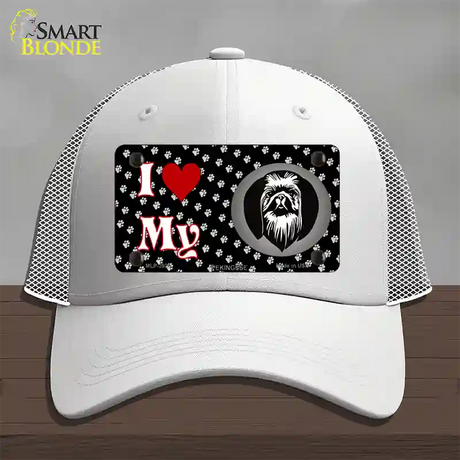 I Love My Pekingese Novelty License Plate Hat Mesh / White