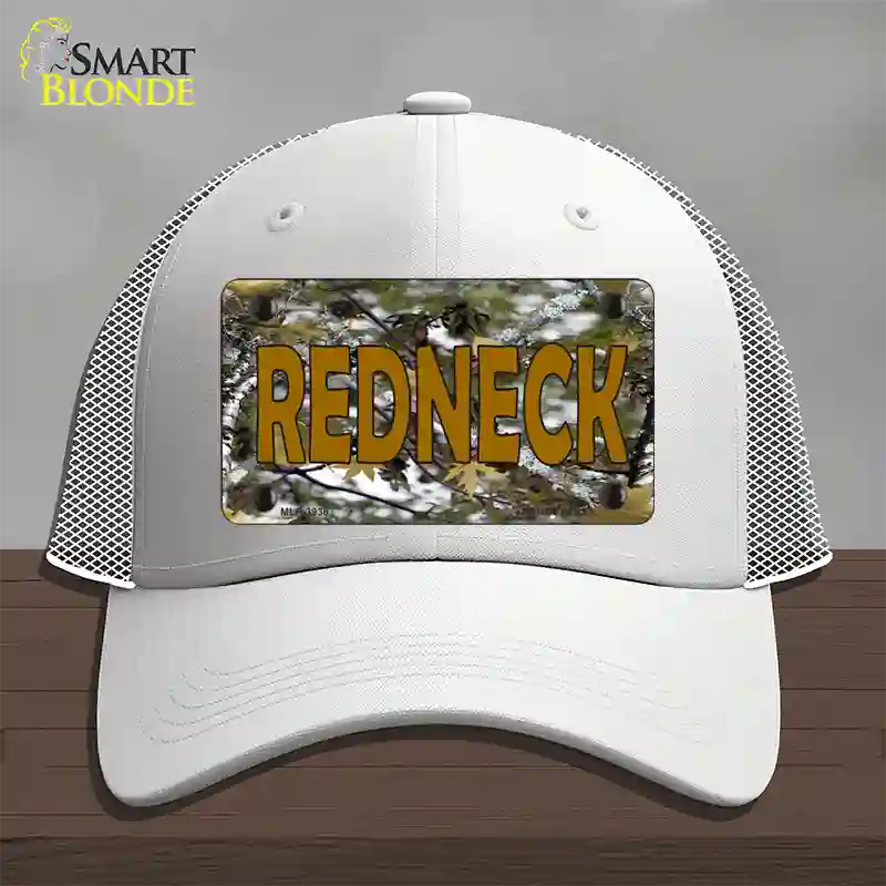 Redneck Camo Novelty License Plate Hat Mesh / White