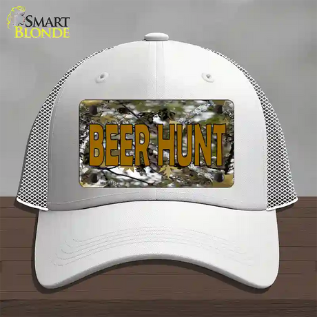 Beer Hunt Novelty License Plate Hat Mesh / White