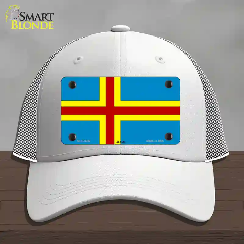 Aland Flag Novelty License Plate Hat Mesh / White