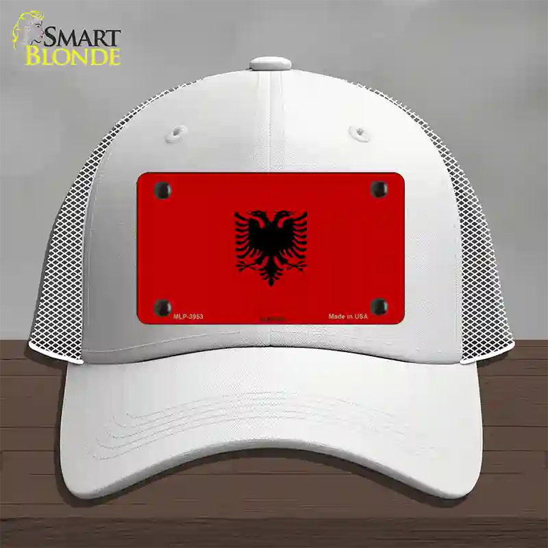 Albania Flag Novelty License Plate Hat Mesh / White