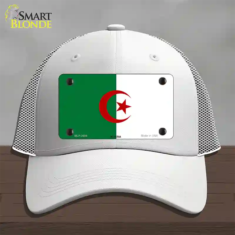 Algeria Flag Novelty License Plate Hat Mesh / White