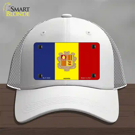 Andorra Flag Novelty License Plate Hat Mesh / White