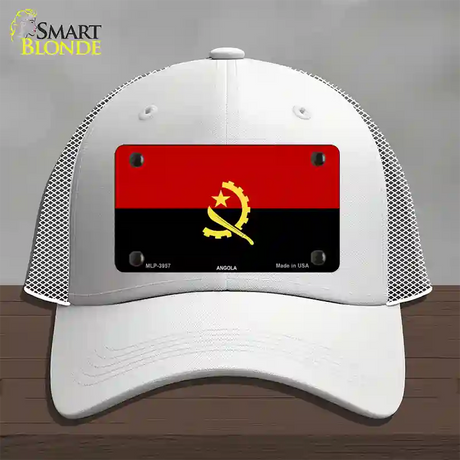 Angola Flag Novelty License Plate Hat Mesh / White