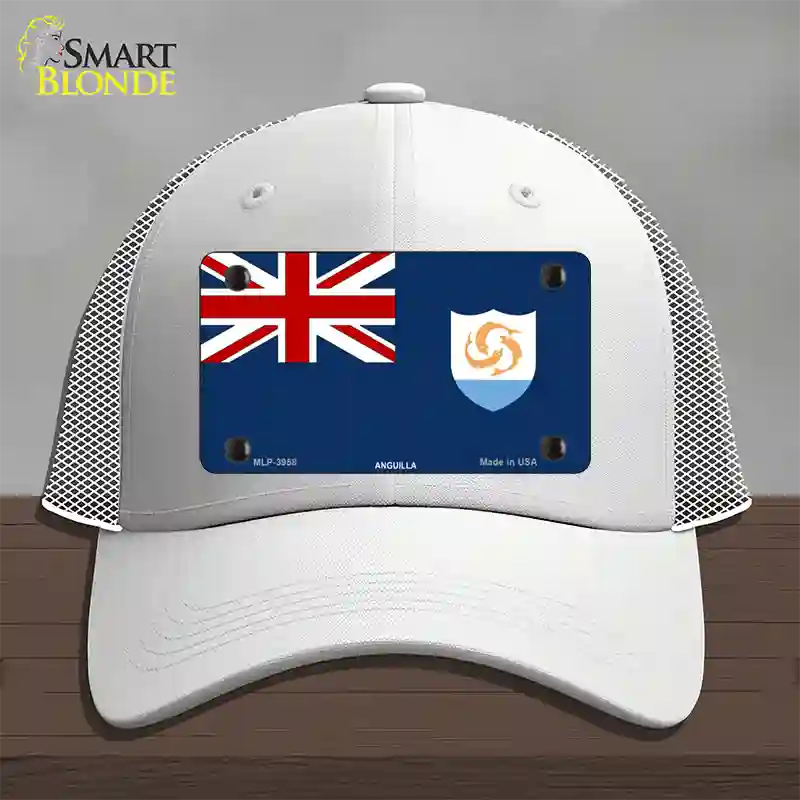 Anguilla Flag Novelty License Plate Hat Mesh / White