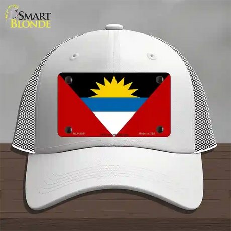 Antigua & Barbuda Flag Novelty License Plate Hat Mesh / White