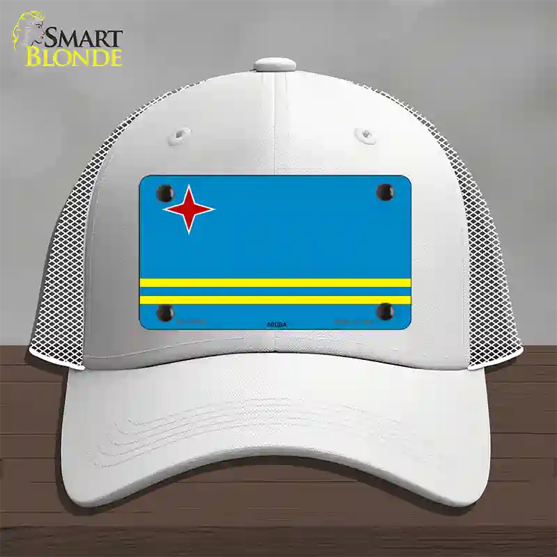 Aruba Flag Novelty License Plate Hat Mesh / White