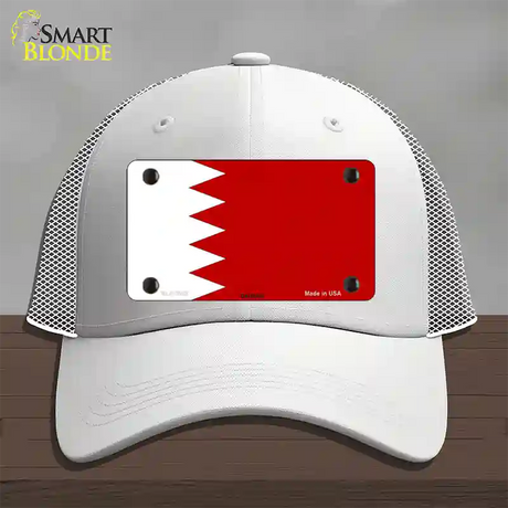 Bahrain Flag Novelty License Plate Hat Mesh / White