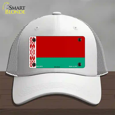 Belarus Flag Novelty License Plate Hat Mesh / White