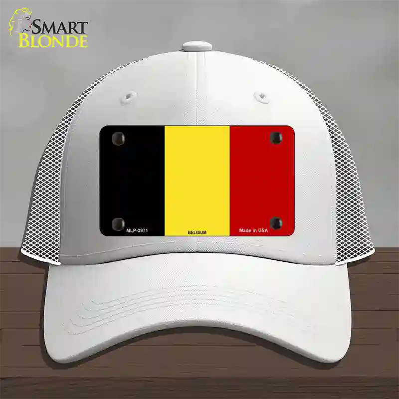 Belgium Flag Novelty License Plate Hat Mesh / White