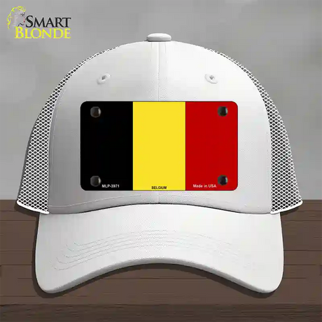 Belgium Flag Novelty License Plate Hat Mesh / White