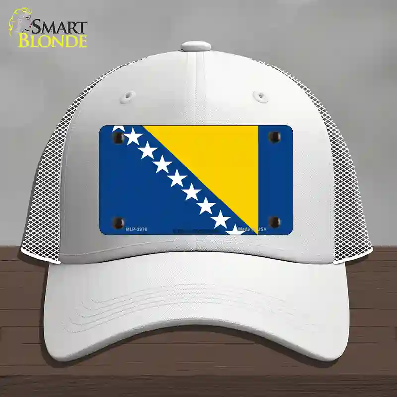 Bosnia Herzegovina Flag Novelty License Plate Hat Mesh / White