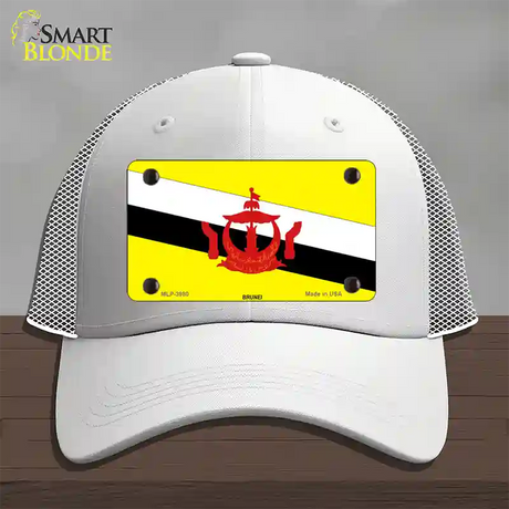 Brunei Flag Novelty License Plate Hat Mesh / White