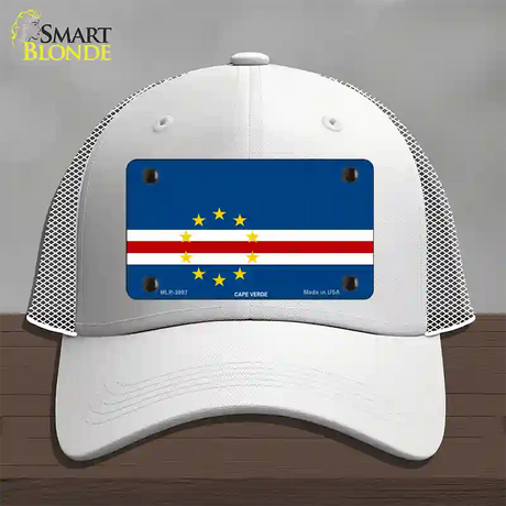 Cape Verde Flag Novelty License Plate Hat Mesh / White