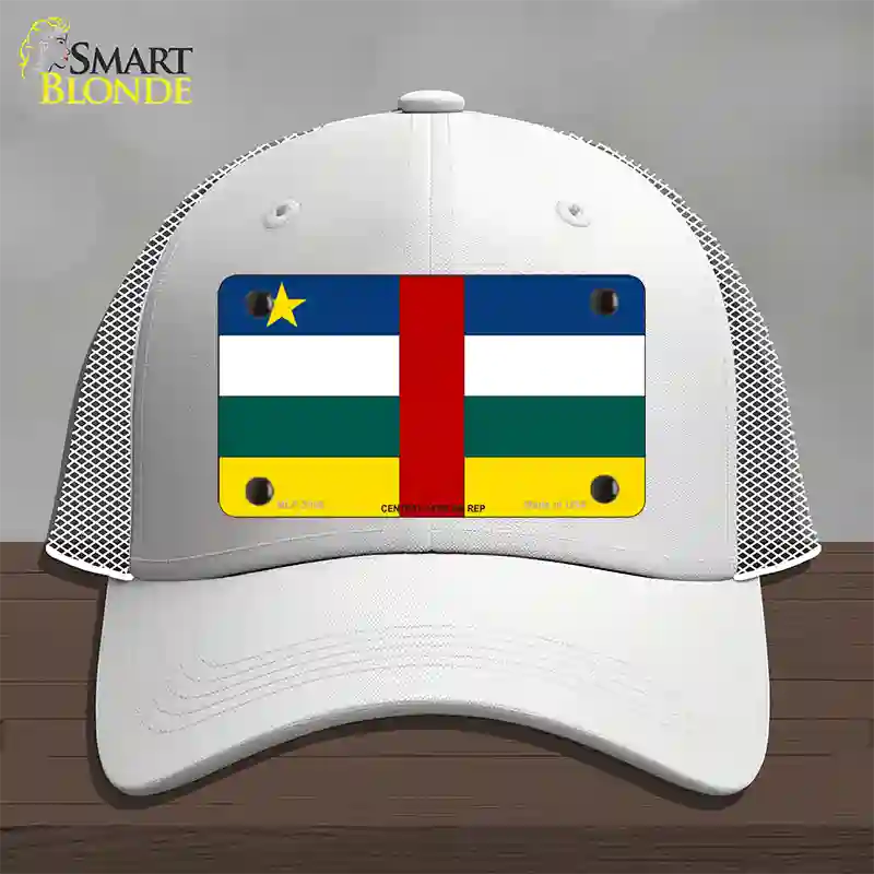 Central African Rep Flag Novelty License Plate Hat Mesh / White