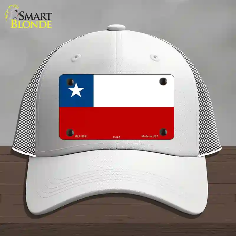 Chile Flag Novelty License Plate Hat Mesh / White