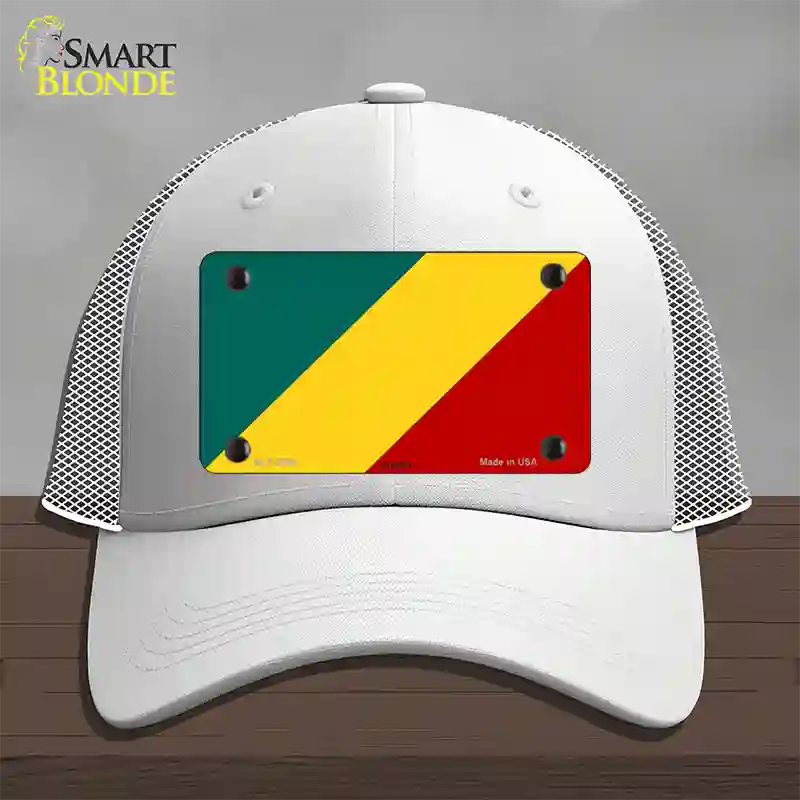 Congo Flag Novelty License Plate Hat Mesh / White