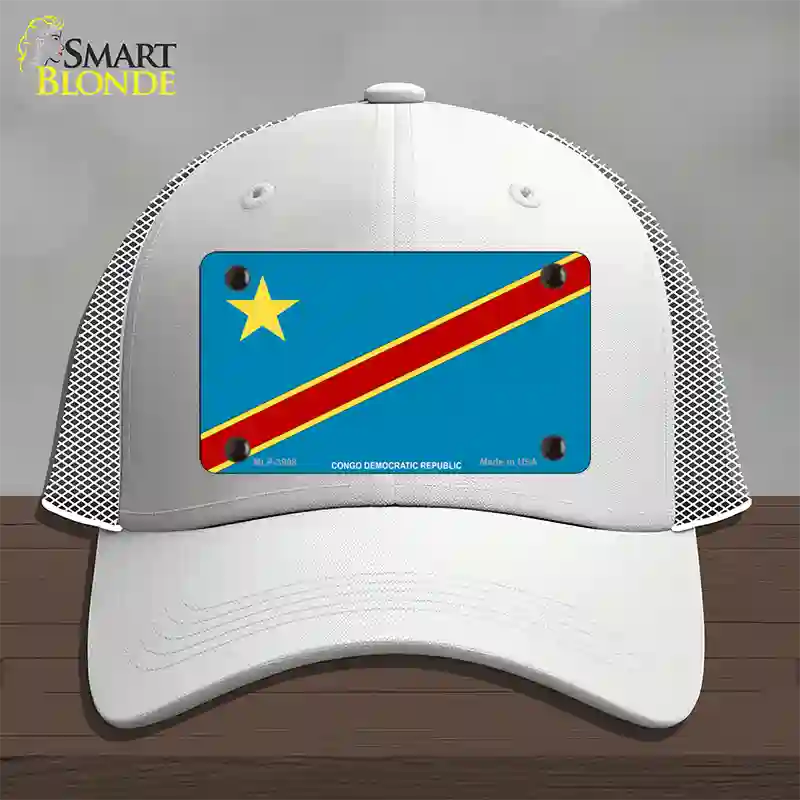 Congo Democratic Republic Flag Novelty License Plate Hat Mesh / White