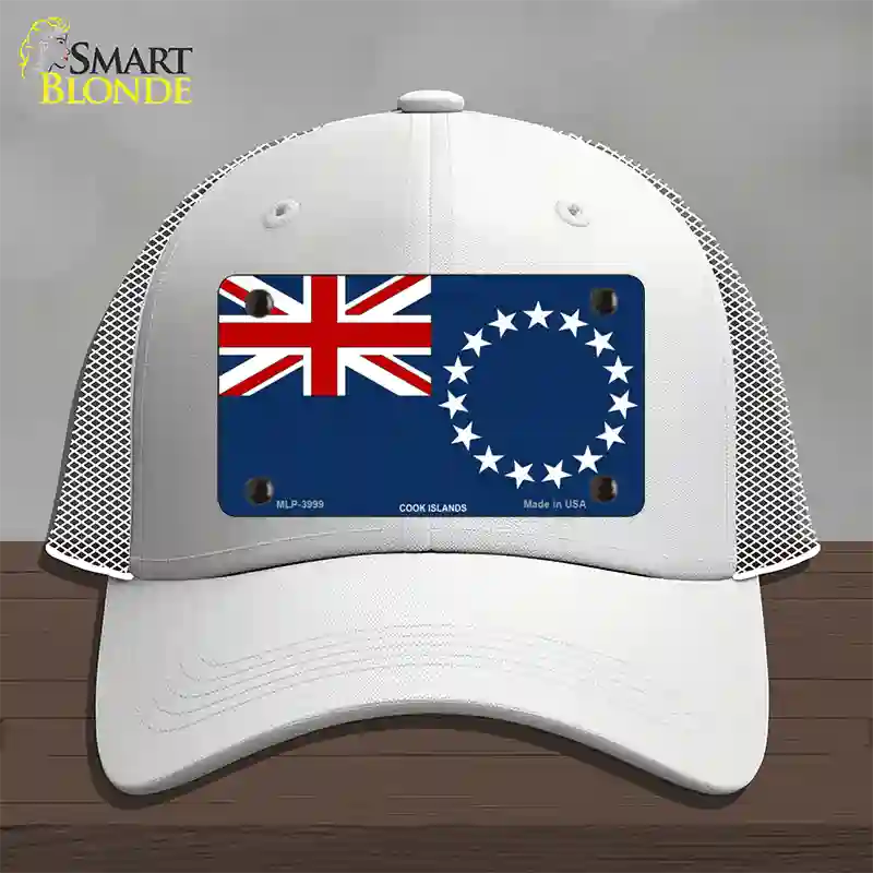 Cook Island Flag Novelty License Plate Hat Mesh / White