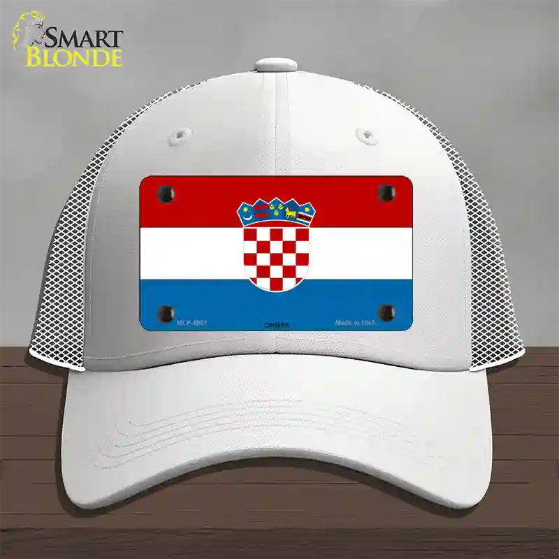 Croatia Flag Novelty License Plate Hat Mesh / White