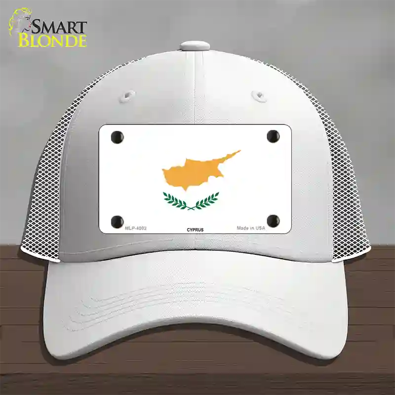 Cyprus Flag Novelty License Plate Hat Mesh / White