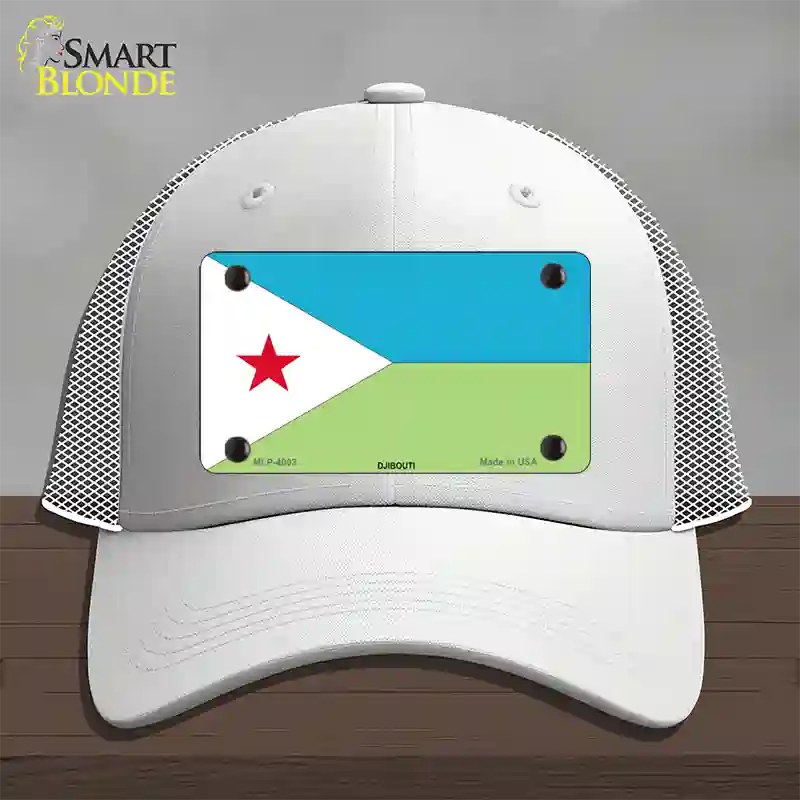 Djibouti Flag Novelty License Plate Hat Mesh / White