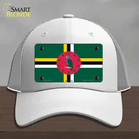 Dominica Flag Novelty License Plate Hat Mesh / White