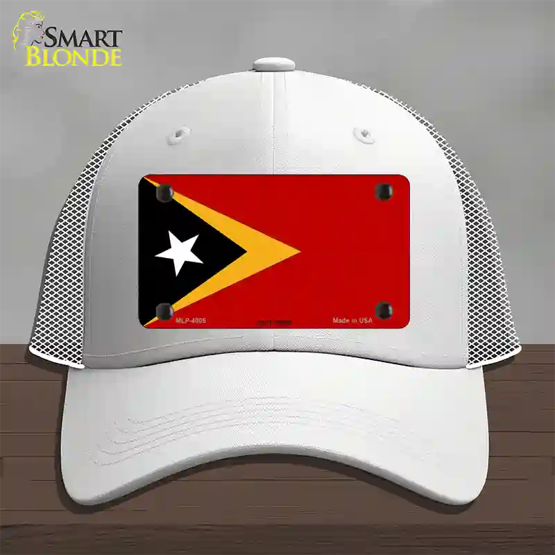 East Timor Flag Novelty License Plate Hat Mesh / White