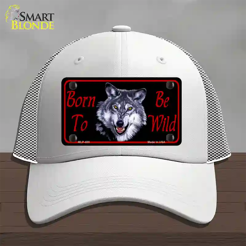 Born To Be Wild Novelty License Plate Hat Mesh / White