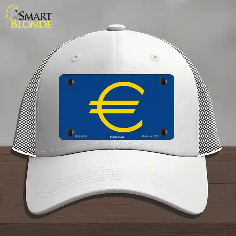 Euro Flag Novelty License Plate Hat Mesh / White