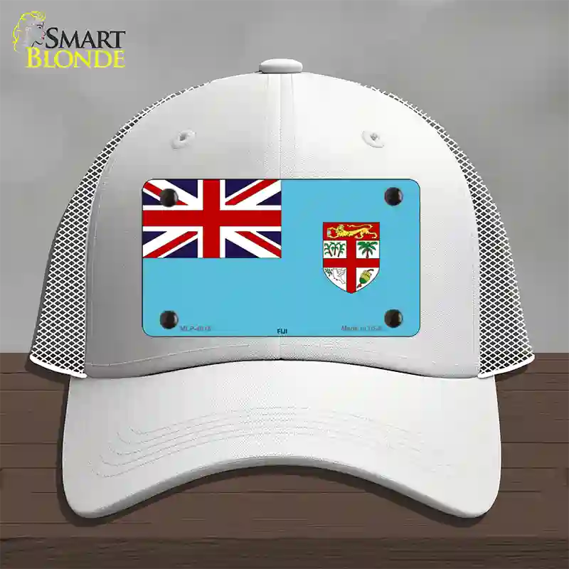 Fiji Flag Novelty License Plate Hat Mesh / White