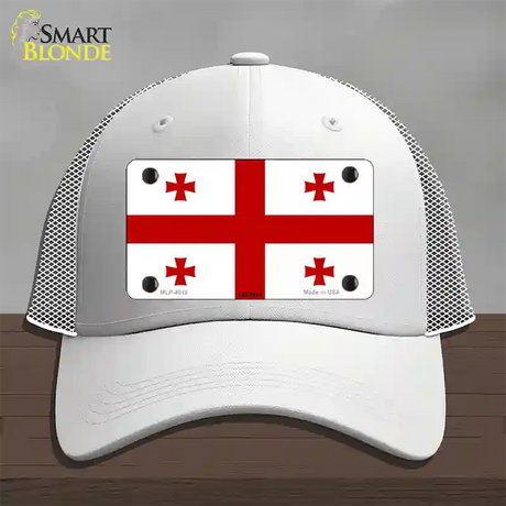 Georgia Flag Novelty License Plate Hat Mesh / White
